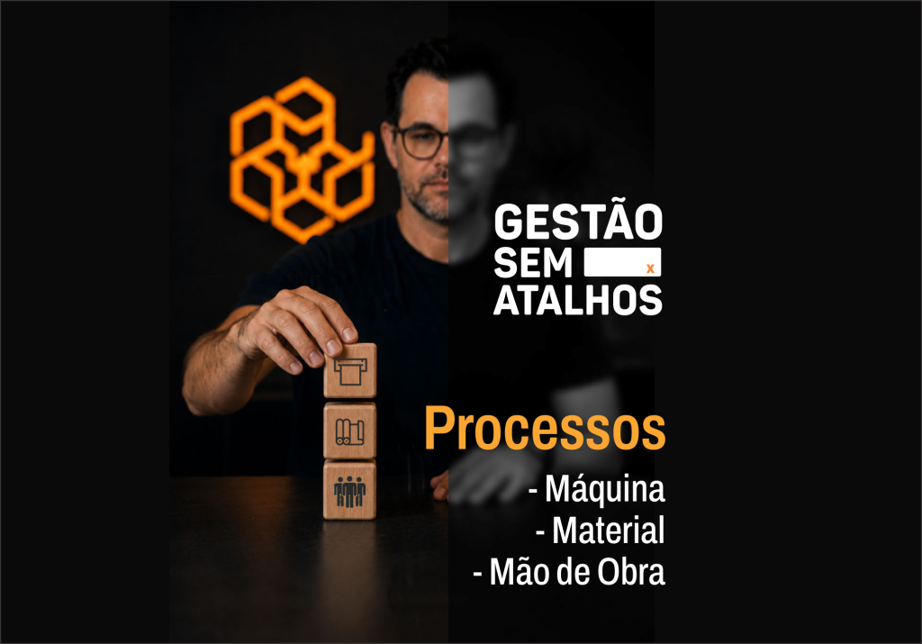 Capa da série Gestão sem Atalhos #4: máquina, material e mão de obra na comunicação visual